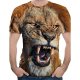 Men large size cotton T-shirt, 3D, animal print round neck