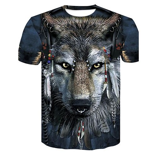 Men go out for leisure, daily rock, punk and gothic big size T-shirt, 3D, graphics, animal print round neck, short sleeves