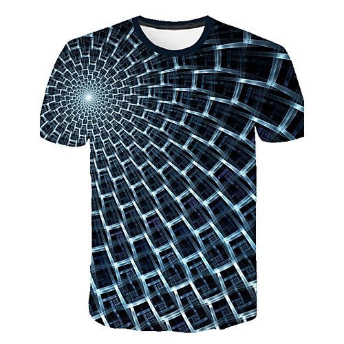 Men T-shirt, color block, 3D, pattern print round neck