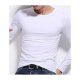 Men daily basic T-shirt, solid color round neck, long sleeves