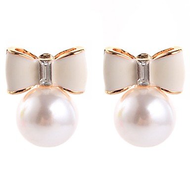 Women earrings imitation pearl earrings jewelry simple bow