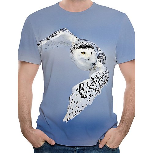 Men everyday wear holiday t-shirt, color block, 3D, animal print round neck, short sleeves