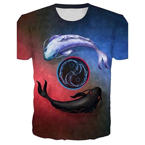 Men casual, daily basics, T-shirt, 3D, graphics, animal print round neck, short sleeves