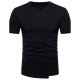 Men basic cotton T-shirt, solid color, stitching V-neck