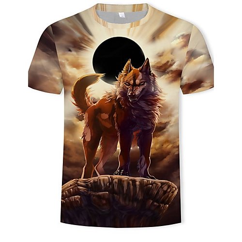 Men Casual Basic T-Shirt, Animal Printed Round Neck, Short Sleeve