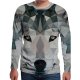 Men daily holiday, T-shirt, solid color, 3D, animal print round neck, long sleeves