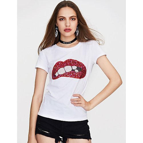 Women go out to the street chic T-shirt, geometry