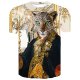 Men everyday fashion T-shirt, leopard print, animal print round neck, short sleeves