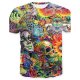 Men Daily Weekend Skull, Basic Large Size T-Shirt, Skull Printed Round Collar, Short Sleeve