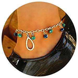 Anklet Anklet Anklet Silver Turquoise stone adjustable jewelry barefoot