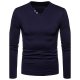 Men T-shirt, solid color V-neck, long-sleeved