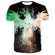 Men everyday fashion, punk gothic T-shirt, color matching, patterned print crew neck, short sleeves