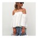 Picking up the chest and shoulders loose seven sleeve chiffon shirt, white