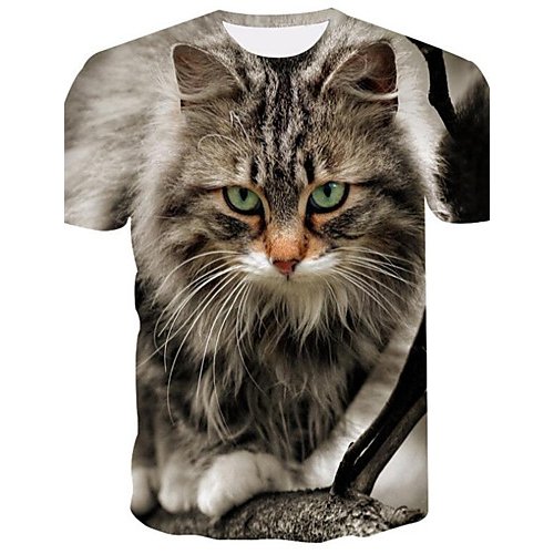 Men T-shirt, 3D, animal print round neck