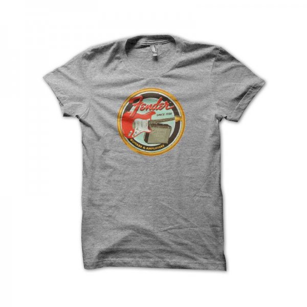 Collector of vintage fender gray T-shirt