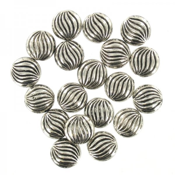 Plastic flat wavy line ancient silver beads 100 g