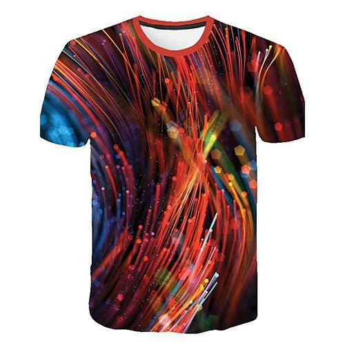 Men everyday casual chic, punk & Gothic slim T-shirt, geometric, 3D round neck, short sleeves