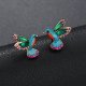 Women diamond earrings jewelry cute mini rainbow birds out daily