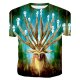 Men cotton T-shirt, 3D, animal print round neck