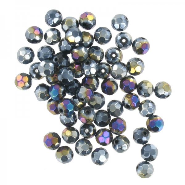 Crystal round faceted beads black effect