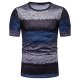 Men casual, everyday sports and leisure basic, fashion T-shirt, striped print crew neck, short sleeves