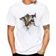 Men daily fashion large size T-shirt, animal print round neck, short sleeves