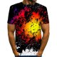 Men fashion, exaggerated T-shirt, color matching, 3D, patterned print crew neck, short sleeves