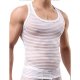 Skinny male sports vest, striped base, sleeveless