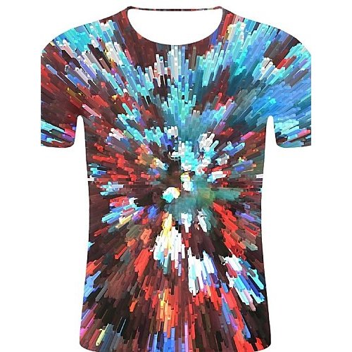 Men sports and casual chic, cotton T-shirt, 3D, graphic print round neck