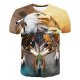 Men daily basic, fashion T-shirt, animal print round neck, short sleeves