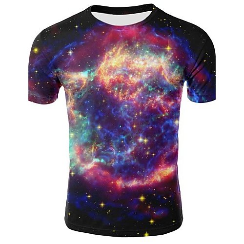 Men large size T-shirt, Galaxy, round neck