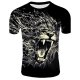 Men large size slim t-shirt, animal print round neck