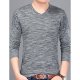 Men T-shirt, solid color V-neck, long sleeves, long