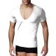 Men cotton T-shirt, solid color V-neck, short-sleeved