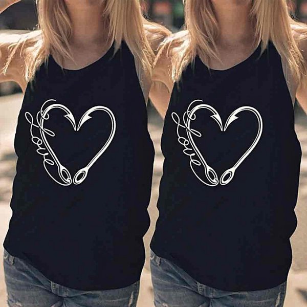 Women Heart Shaped Sexy Sleeveless Tank Crop Top Vest Top T-Shirt