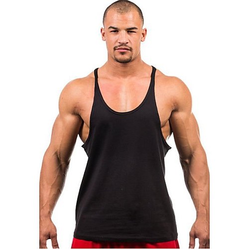 Male sports cotton vest large size, solid basic round neck, sleeveless