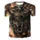 Men casual, everyday fashion, elegant large size T-shirt, geometric, 3D, animal print crew neck, short sleeves