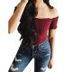 Women go out T-shirt, solid color strapless