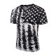 Men daily sports holiday, fashion T-shirt, striped print V-neck, short sleeves