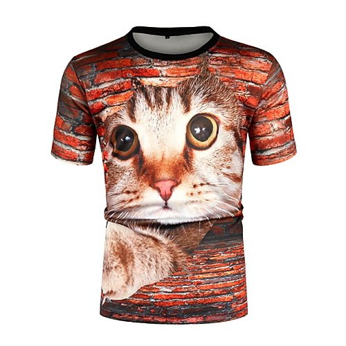 Men daily wear T-shirt, animal round neck, short sleeves