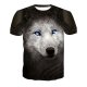 Men daily basics, chic T-shirts, color blocks, animal wolves, print round neck, short sleeves