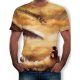 Men large size cotton T-shirt, 3D, animal print round neck