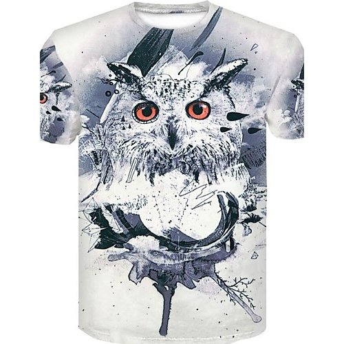 Men cotton slim t-shirt, 3D, graphics, animal print round neck