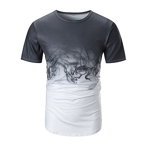 Men casual base cotton T-shirt, graphic print crew neck, short sleeves