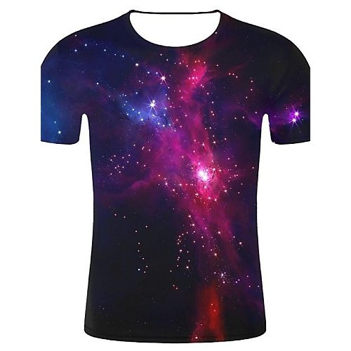 Men 3D printing, Galaxy large size cotton T-shirt, Galaxy, 3D, graphic print round neck