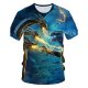 Men Beach Bar Basic, Fashion T-Shirt, Color Block, 3D, Animal Printed Round Neck, Short Sleeve