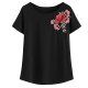 Women Fashion Summer Rose Embroidered T-Shirt Shirt Short Sleeve Top