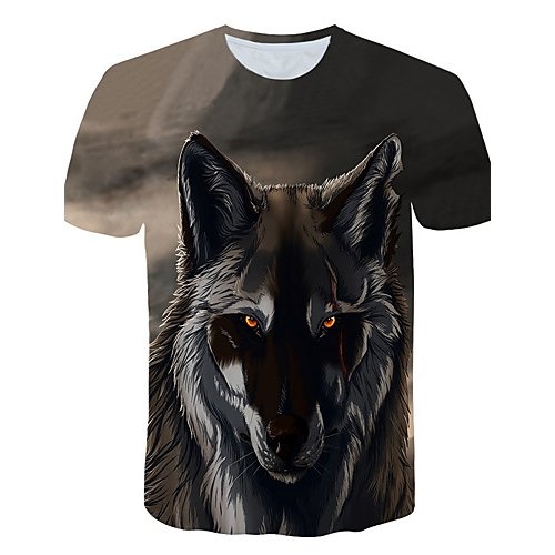 Men Daily Basic T-Shirt, 3D, Graphics, Animal Print Round Collar, Short Sleeve