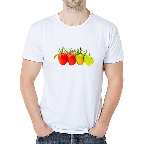 Men casual, everyday sports and leisure business, retro large size slim t-shirt, graphics, fruit print round neck, short sleeves