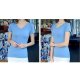 Women short - sleeved T-shirt - Women with tight Slim and Slim blue